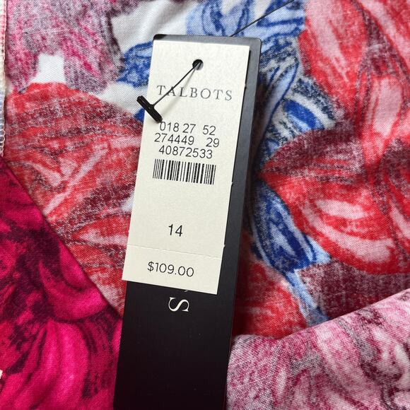 Talbots Skirt Women 14 Red Floral A-Line Pockets Business Career Office Work NEW - Picture 7 of 10